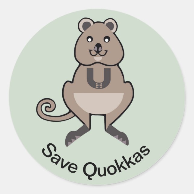 Pegatina Redonda Save QUOKKAS - Animal en peligro - Marsupial - (Anverso)