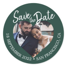 Save the Date Heart Photo Dark Green