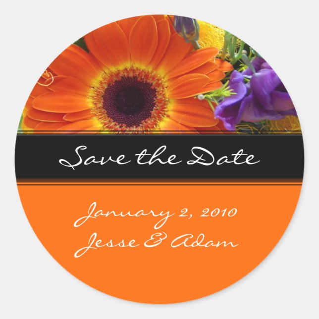 Pegatina Redonda Save the date stiickers, envelop sealers (Anverso)