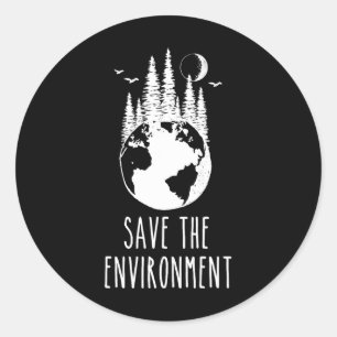 Pegatina Redonda Save the Environment Earth Day Nature Wildlife Con