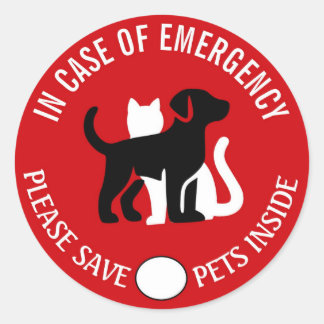 Pegatina Redonda SAVE YOUR PET IN CASE OF EMERGENCY!   Sticker