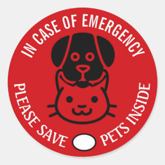 Pegatina Redonda SAVE YOUR PET IN EMERGENCY! Alert First Responders