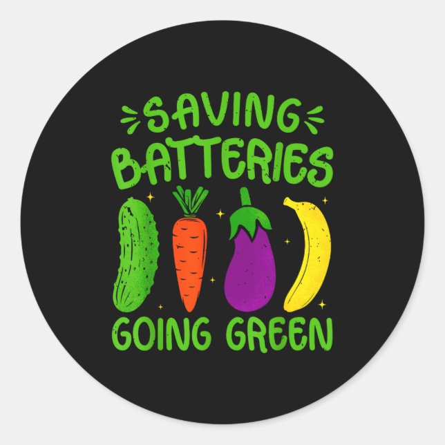 Pegatina Redonda Saving Batteries Going Green Funny Inappropriate H (Anverso)