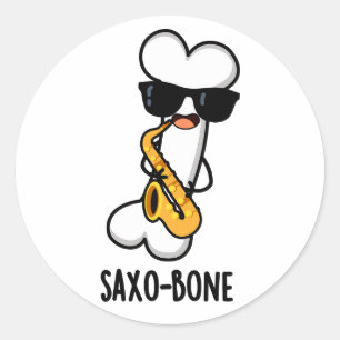 Pegatina Redonda Saxo bone Funny Bone Funny Music Pun