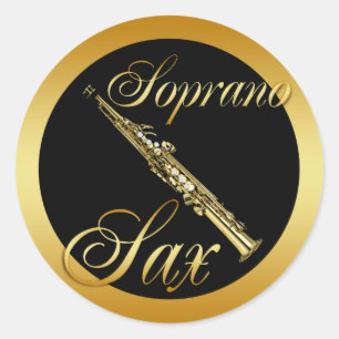 PEGATINA REDONDA SAXOFÓN DEL SOPRANO