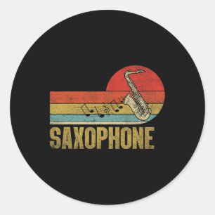 Pegatina Redonda Saxofón Jugador Música Jazz Tenor 3