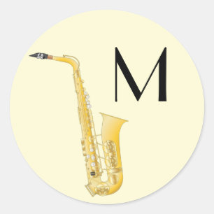 Pegatina Redonda Saxophone Musician Band Teacher