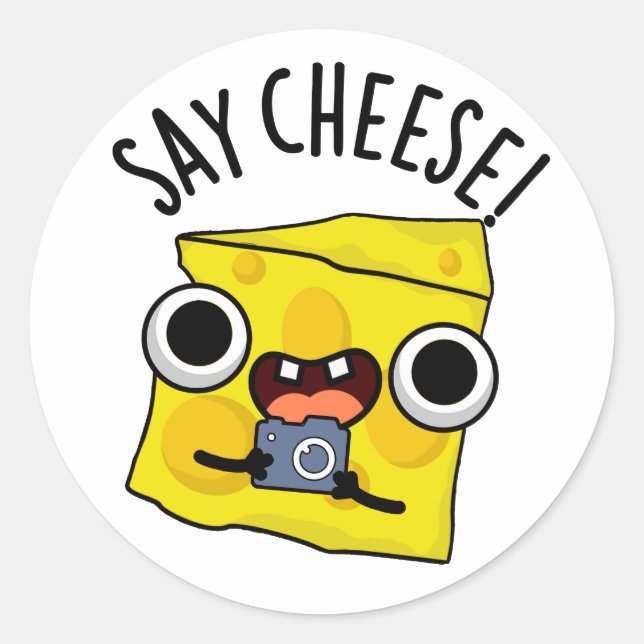 Pegatina Redonda Say Cheese Funny Photographer Pun (Anverso)