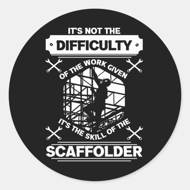 Pegatina Redonda Scaffolder Builder Scaffolding Scaffold (Anverso)