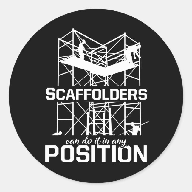 Pegatina Redonda Scaffolder Position Scaffolding Scaffold Builder (Anverso)