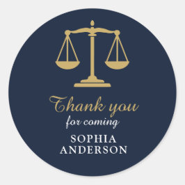 Pegatina Redonda Scales of Justice Navy Graduation Envelope Seal