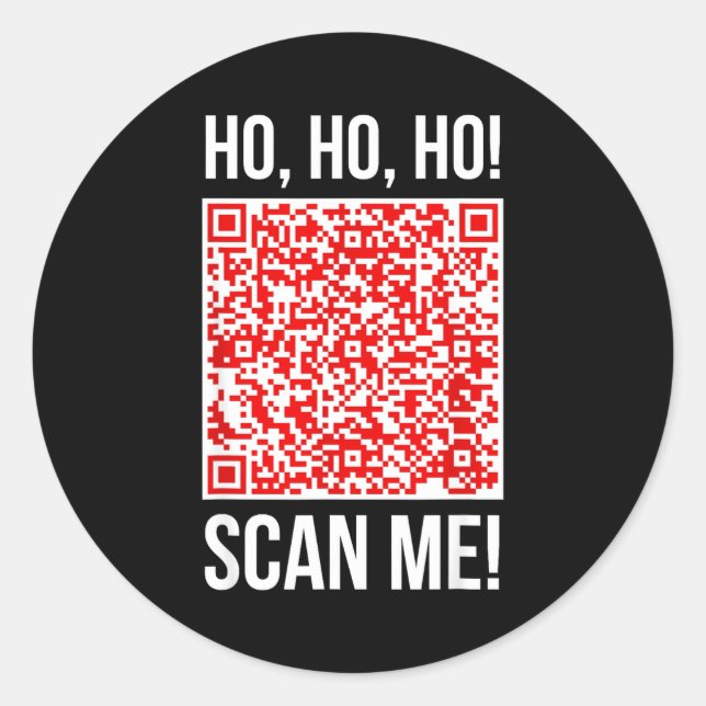 Pegatina Redonda Scan Me! Qr Scan Me Joke Funny Santa Merry Christm (Anverso)
