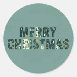 Pegatina Redonda Scandinavian Merry Christmas Typography