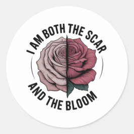 Pegatina Redonda Scar & Bloom – Healing Rose Sticker