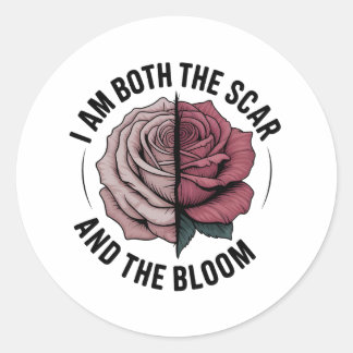 Pegatina Redonda Scar & Bloom – Healing Rose Sticker