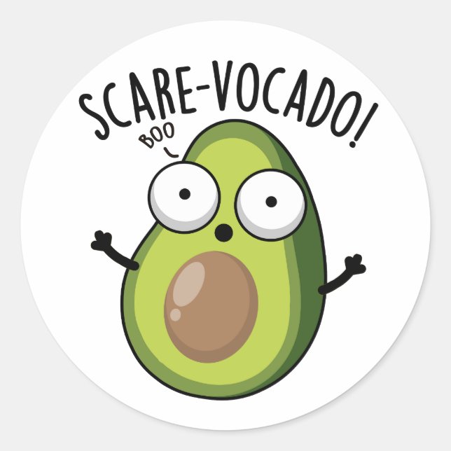 Pegatina Redonda Scare-vocaco Funny Aguacate Pun (Anverso)