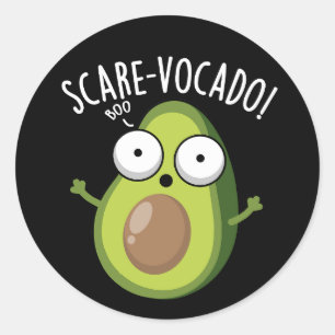 Pegatina Redonda Scare-vocaco Funny Aguacate Puns Dark BG