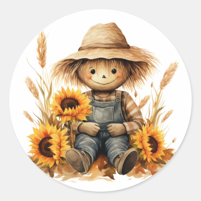 Pegatina Redonda Scarecrow (Anverso)
