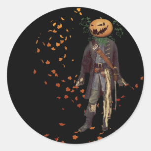 Pegatina Redonda Scarecrow Jack Halloween