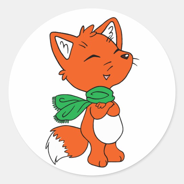 Pegatina Redonda Scarf Fox (Anverso)