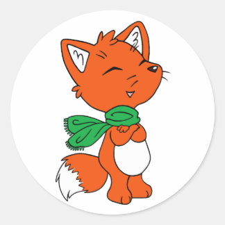 Pegatina Redonda Scarf Fox