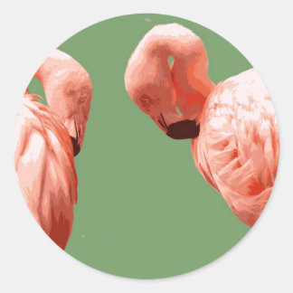 Pegatina Redonda Scarlet Flamingo