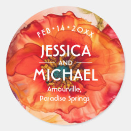 Pegatina Redonda Scarlet Petal Elegance