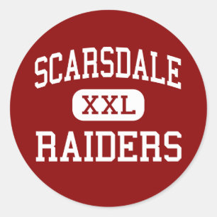 Pegatina Redonda Scarsdale - Raiders - High - Scarsdale New York