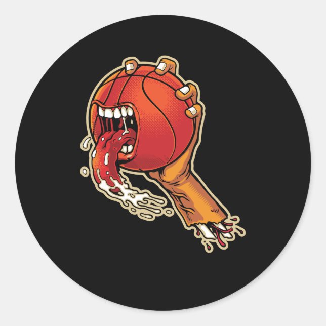 Pegatina Redonda Scary Basketball (Anverso)