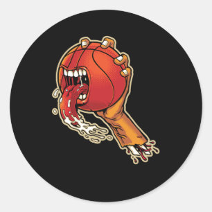 Pegatina Redonda Scary Basketball