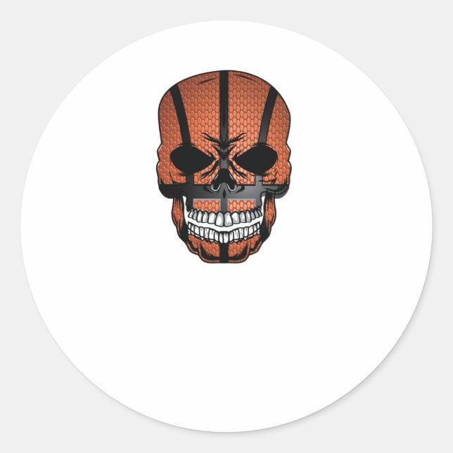 Pegatina Redonda Scary Basketball Skull Face (Anverso)