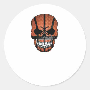 Pegatina Redonda Scary Basketball Skull Face
