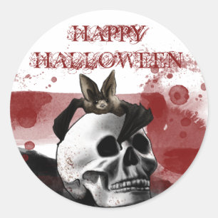Pegatina Redonda Scary Blooll Skull Feliz Fiesta de Halloween