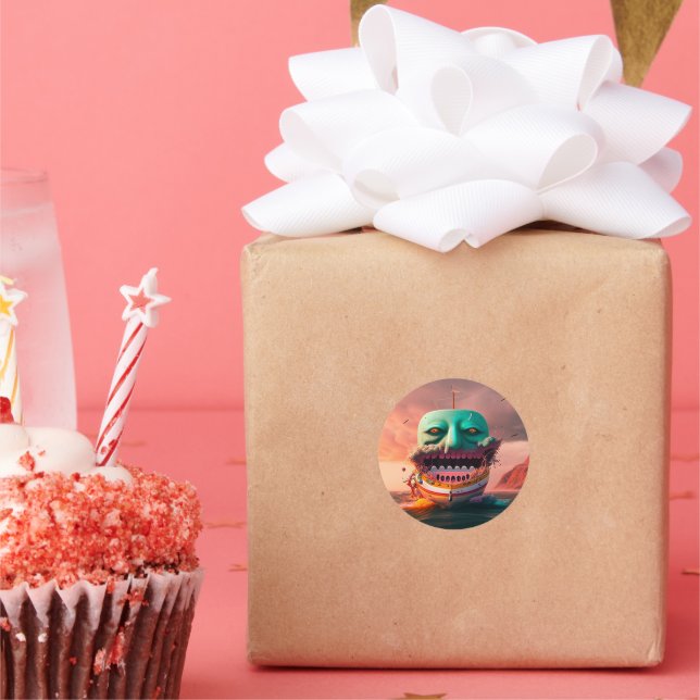 Pegatina Redonda Scary boat (Fiesta)