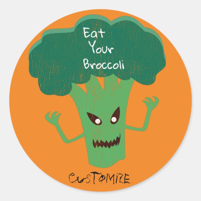 Pegatina Redonda Scary Broccoli Thunder_Cove (Anverso)