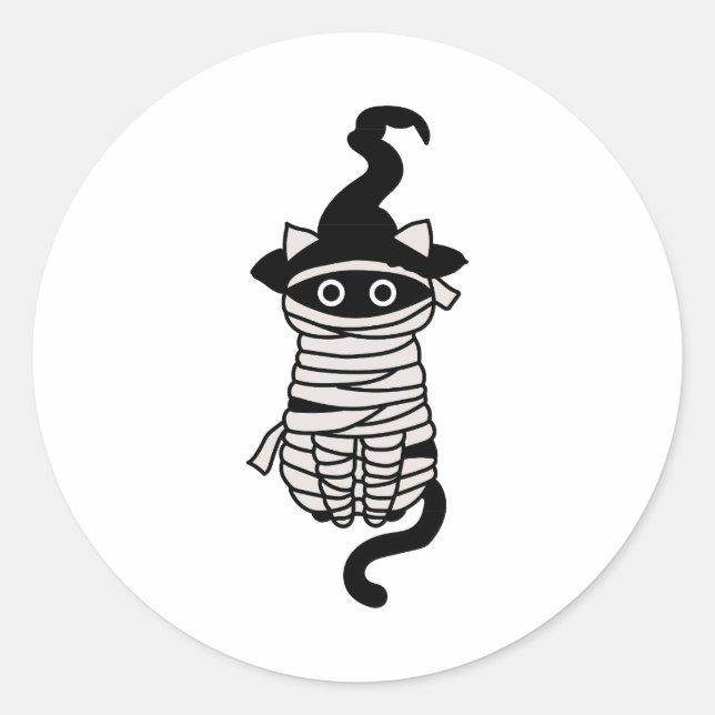 Pegatina Redonda Scary cat wrapped (Anverso)