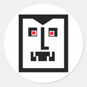 Pegatina Redonda Scary Cyborg Vampiro Bot