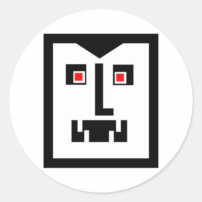Pegatina Redonda Scary Cyborg Vampiro Bot (Anverso)