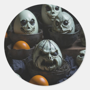 Pegatina Redonda Scary Eggs