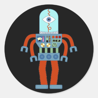 Pegatina Redonda Scary Eyeball Robot
