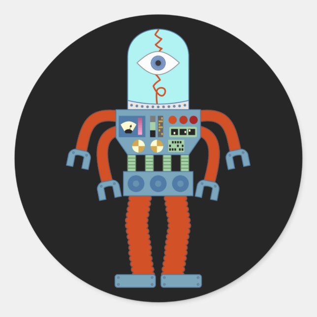 Pegatina Redonda Scary Eyeball Robot (Anverso)