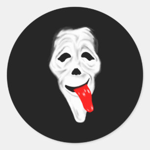 Pegatina Redonda Scary Ghost Wassup Face Stoner Horror Movie Comedy