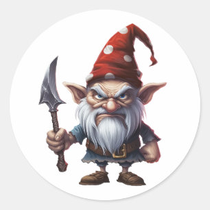 Pegatina Redonda Scary Gnome Feliz Halloween