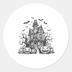 Pegatina Redonda Scary Halloween House Spooky Temporada Ts Fall Jac