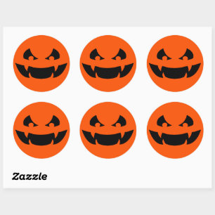 Pegatina Redonda Scary Halloween Jack O' Lantern