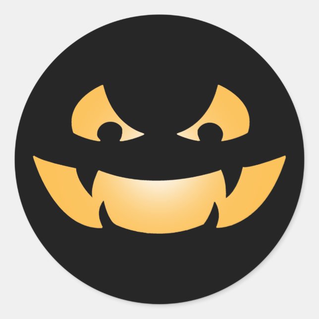 Pegatina Redonda Scary Halloween Jack O' Lantern (Anverso)