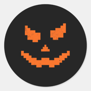 Pegatina Redonda Scary Halloween Jack O Lantern Calabaza malvada so