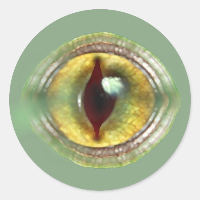 Pegatina Redonda Scary Lizard Reptis Dragon Dinosaur Monster Eye (Anverso)