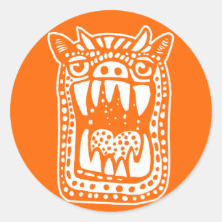 Pegatina Redonda Scary Monster - Naranja