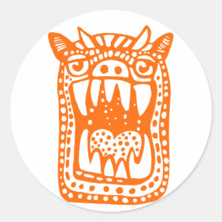 Pegatina Redonda Scary Monster - Naranja
